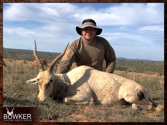 White blesbok trophy shot with Nick Bowker.