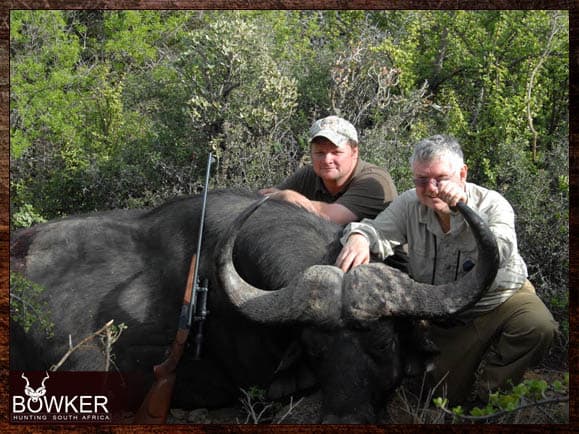 Cape Buffalo trophy shot with Nick Bowker hunting