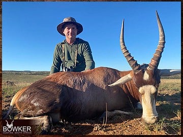 Client with a blesbok shot on a spot and stalk hunt.