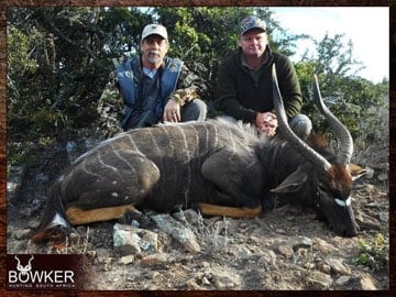 Client with a nyala on a plains game hunt.