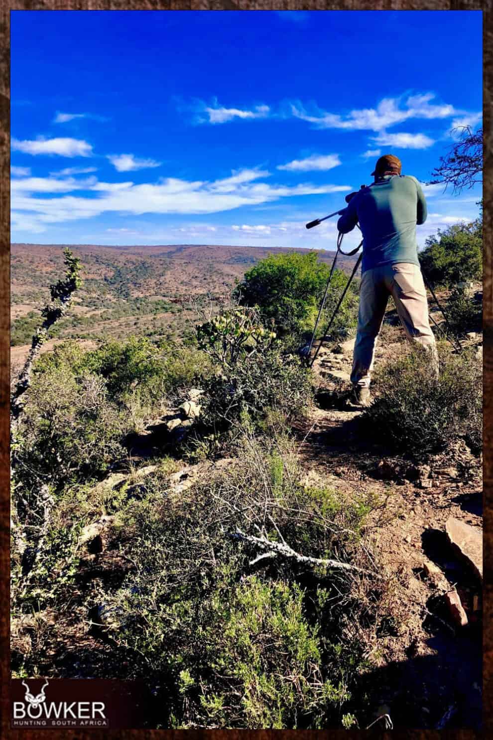 A client using African shooting sticks