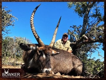 Client with a waterbuck hunted safari style.