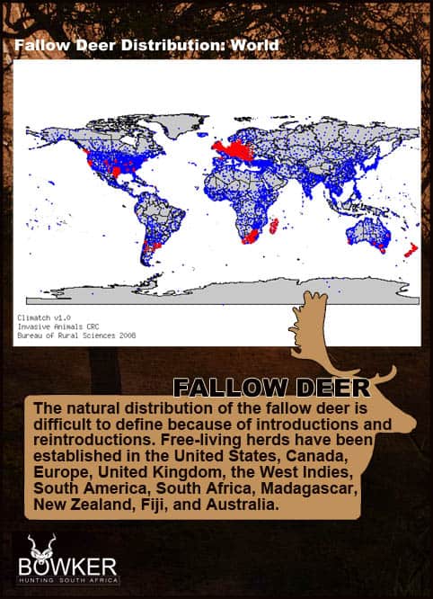 Fallow Deer distribution across the world.