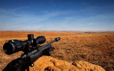 Rifle rest on an anthill. Your Hunt will be a fair chase in a free-range hunting environment.