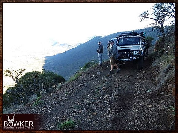 Hunting vehicle high up in the Bedford mountains looking for Kudu