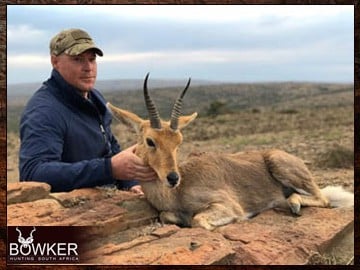 Mountain Reedbuck trophy in a client 7 animal 8-day trophy hunt.