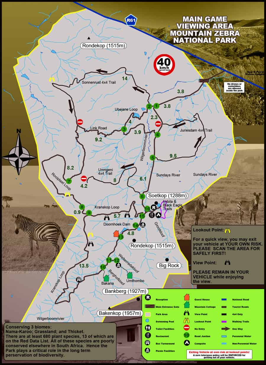 Mountain Zebra park map