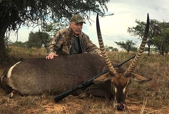 Waterbuck trophy shot on a hunting safari in Africa.