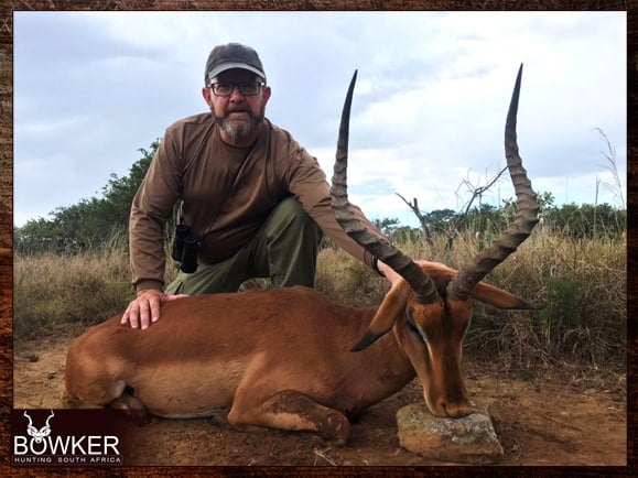 Impala hunt using African shooting sticks.