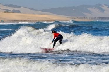 Surfing on the Port Alfred beach