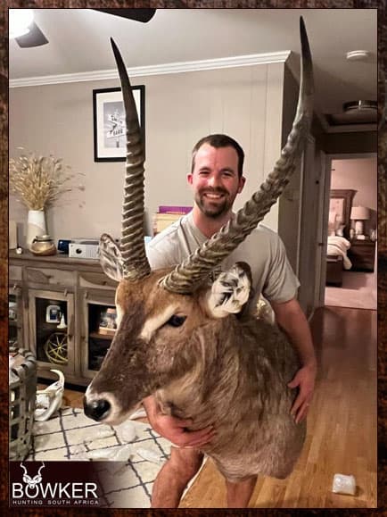 Waterbuck trophy wall mount hunted safari style in Africa